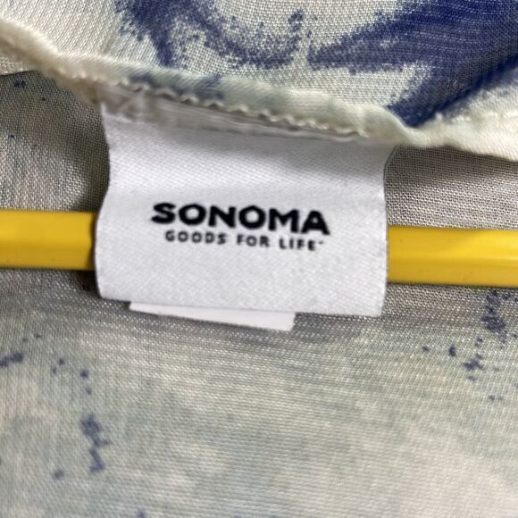 Sonoma Bathing Suit Cover Blue White Geometric Pattern Short Sleeve Sheer One Sz - Picture 3 of 9